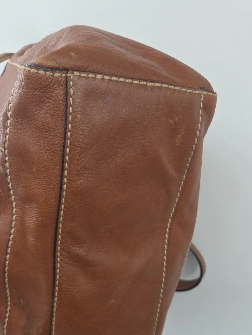 Large Fossil Tan Leather Shoulder Bag